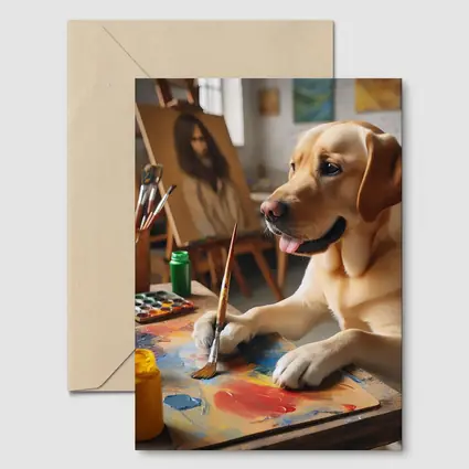 Labrador Retriever Painting in Art Studio