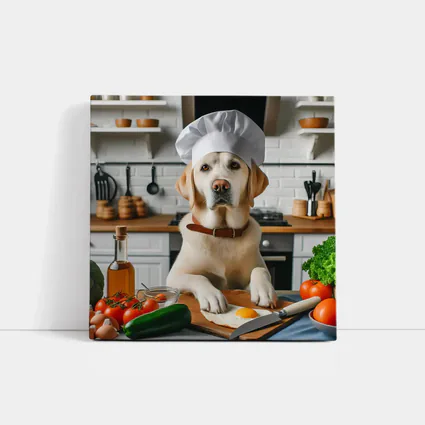 Labrador Retriever Chef Cooking In Kitchen