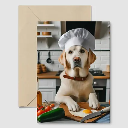 Labrador Retriever Chef Cooking In Kitchen