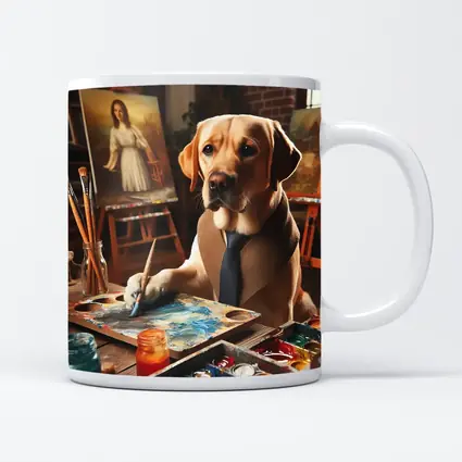 Labrador Retriever Artist Painting in Studio