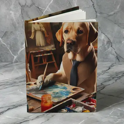 Labrador Retriever Artist Painting in Studio