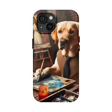 Labrador Retriever Artist Painting in Studio