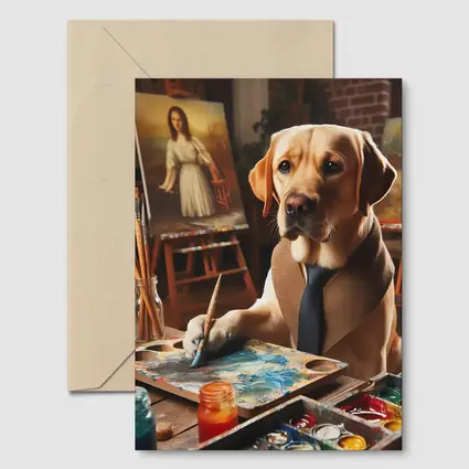 Labrador Retriever Artist Painting in Studio