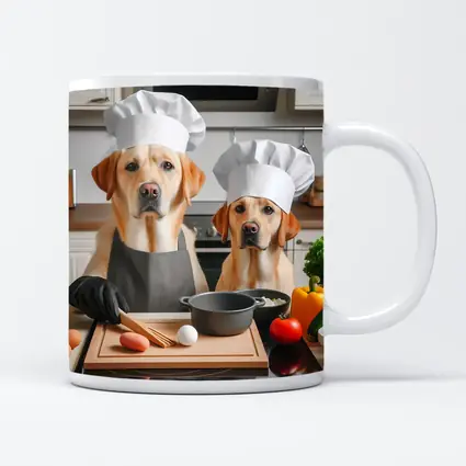 Labrador Retrievers Chef Hats Kitchen Cooking