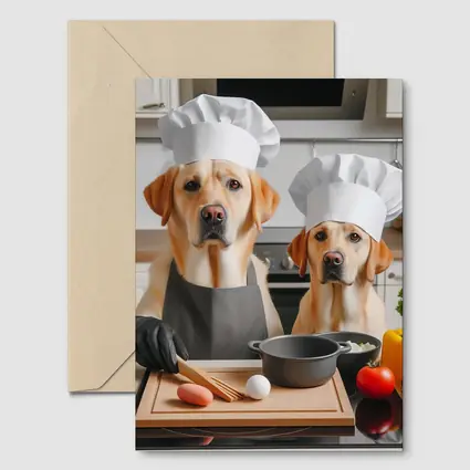 Labrador Retrievers Chef Hats Kitchen Cooking