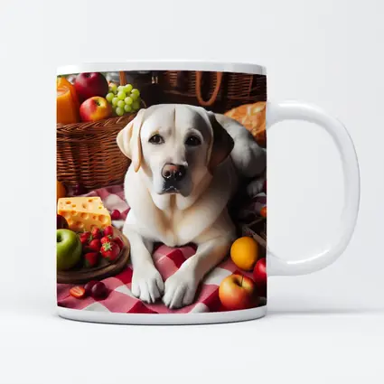 Yellow Labrador Retriever Picnic Fruits Spread