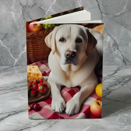Yellow Labrador Retriever Picnic Fruits Spread
