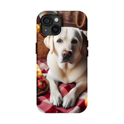 Yellow Labrador Retriever Picnic Fruits Spread