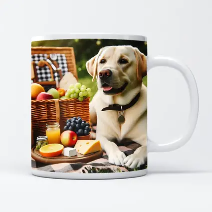 Yellow Labrador Retriever Relaxing at Picnic