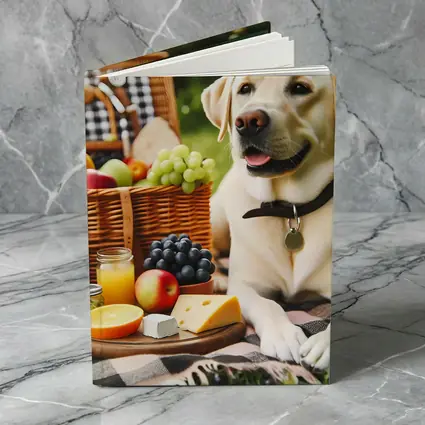 Yellow Labrador Retriever Relaxing at Picnic