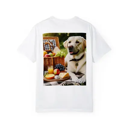 Yellow Labrador Retriever Relaxing at Picnic