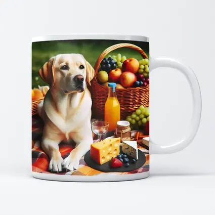 Labrador Retriever Relaxing at Picnic Spread