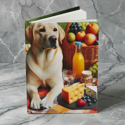Labrador Retriever Relaxing at Picnic Spread