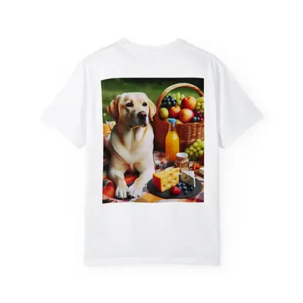 Labrador Retriever Relaxing at Picnic Spread