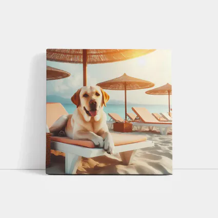Labrador Retriever Relaxing on Beach Lounger