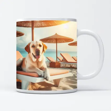 Labrador Retriever Relaxing on Beach Lounger