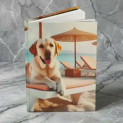 Labrador Retriever Relaxing on Beach Lounger