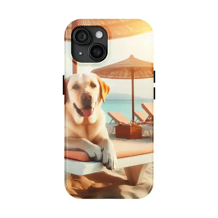 Labrador Retriever Relaxing on Beach Lounger