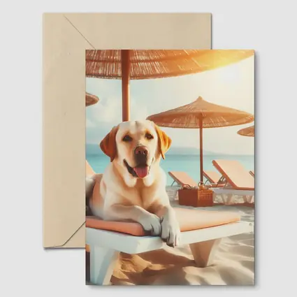 Labrador Retriever Relaxing on Beach Lounger