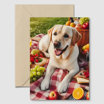 Yellow Labrador Retriever Picnic Blanket Outdoors