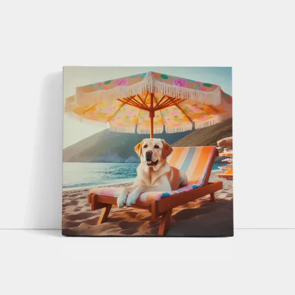 Labrador Retriever Relaxing on Beach Chair