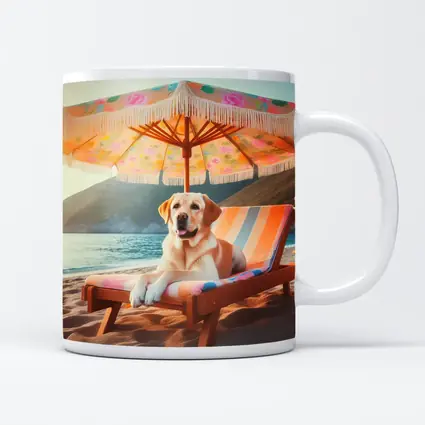 Labrador Retriever Relaxing on Beach Chair