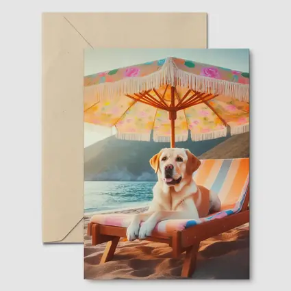 Labrador Retriever Relaxing on Beach Chair