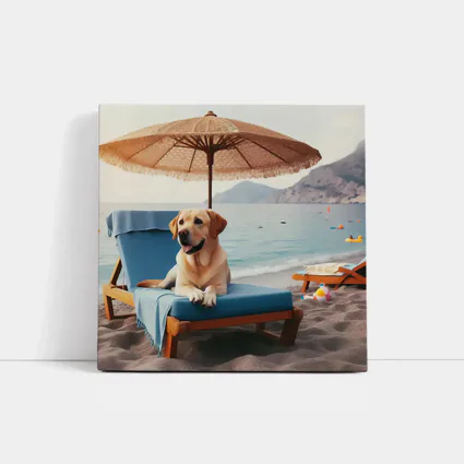 Golden Labrador Relaxing on Beach Lounger
