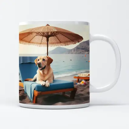 Golden Labrador Relaxing on Beach Lounger
