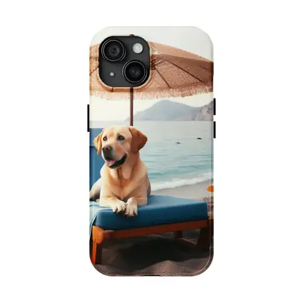 Golden Labrador Relaxing on Beach Lounger