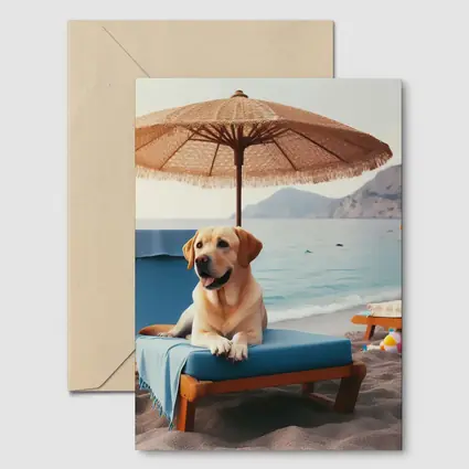 Golden Labrador Relaxing on Beach Lounger