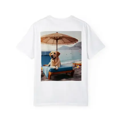 Golden Labrador Relaxing on Beach Lounger