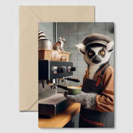 Ring Tailed Lemur Barista Coffee Shop