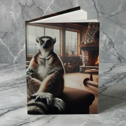 Ring Tailed Lemur Cozy Cabin Fireplace
