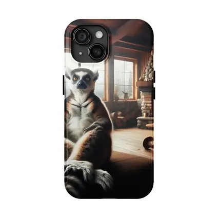 Ring Tailed Lemur Cozy Cabin Fireplace