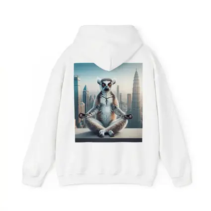 Ring Tailed Lemur Meditating City Skyline