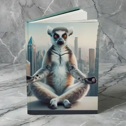 Ring Tailed Lemur Meditating City Skyline