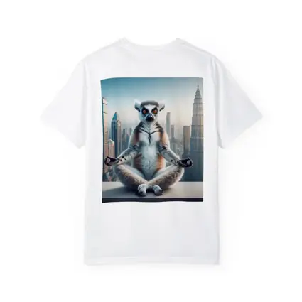 Ring Tailed Lemur Meditating City Skyline