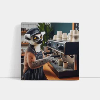 Ring Tailed Lemur Barista Making Espresso