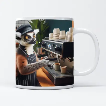 Ring Tailed Lemur Barista Making Espresso