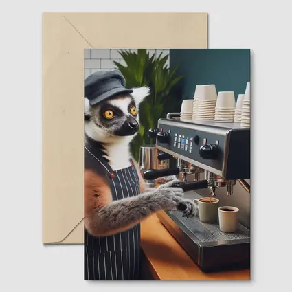 Ring Tailed Lemur Barista Making Espresso