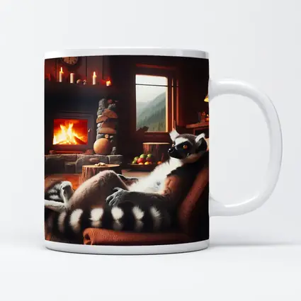 Ring Tailed Lemur Relaxing Cozy Cabin Fireplace