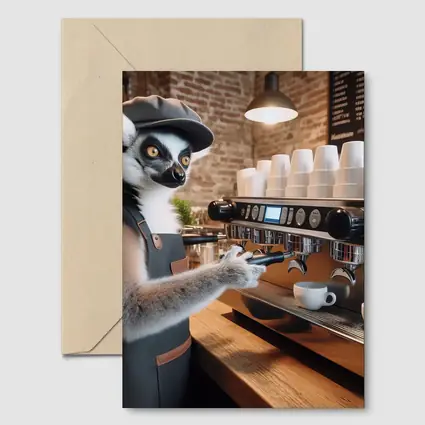 Ring Tailed Lemur Barista Coffee Shop