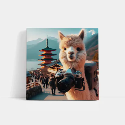 Alpaca Tourist Holding Camera Japan Pagoda