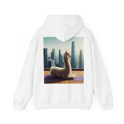 Alpaca Doing Yoga City Skyline