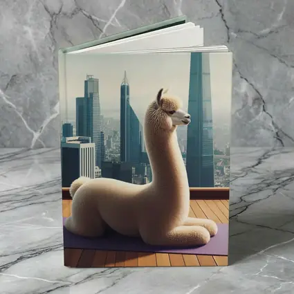 Alpaca Doing Yoga City Skyline