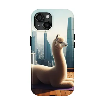 Alpaca Doing Yoga City Skyline