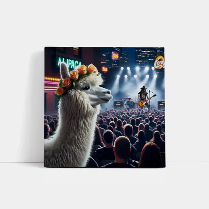 Alpaca With Roses At Rock Concert