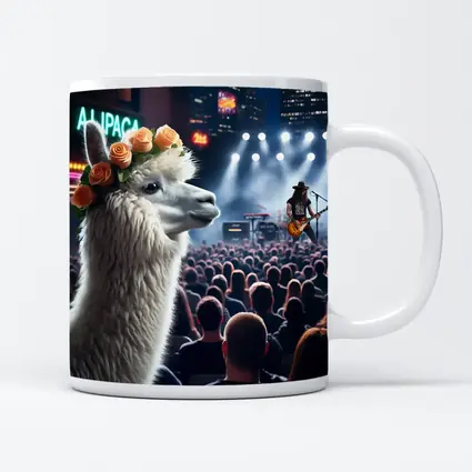 Alpaca With Roses At Rock Concert