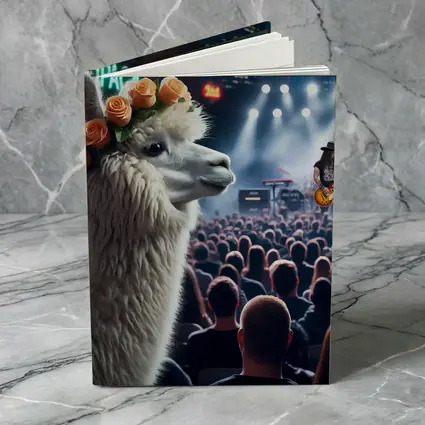 Alpaca With Roses At Rock Concert